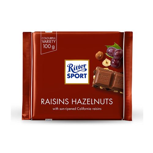 Chocolate Raisins & Hazelnuts Ritter Sport 100G- 