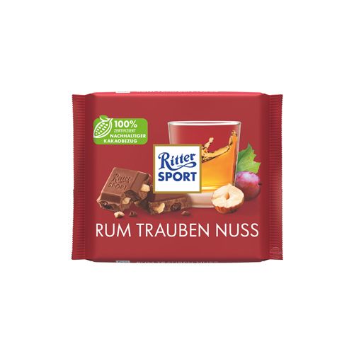 Chocolate Rum, Nho Khô Và Hạt Phỉ Ritter Sport 100G- 