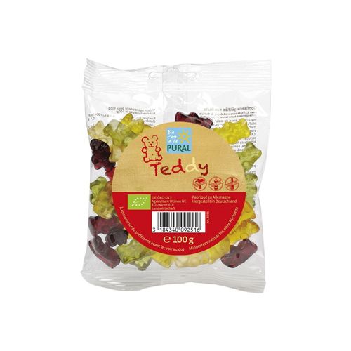 Kẹo Dẻo Hữu Cơ Cho Bé Hình Gấu Teddy Pural 100G- 