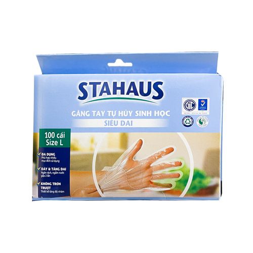 Găng Tay Tự Hủy Sinh Học Stahaus Size L (100 Cái/ Hộp)- 