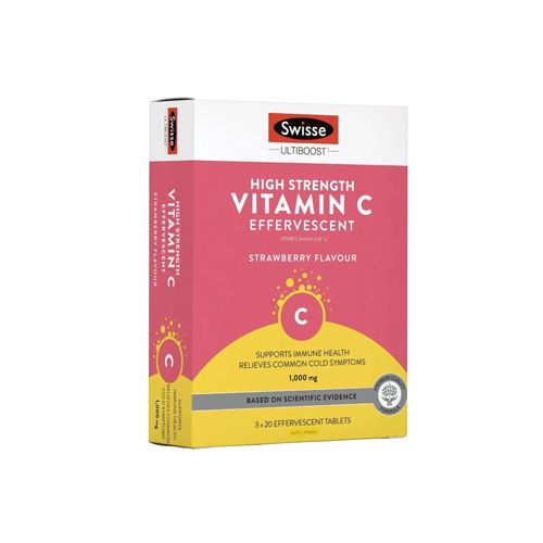 Vitamin C Effervescent Strawberry Flavor Swisse 3X20Tabs- 