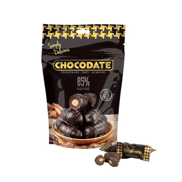 Sô Cô La Đen 85% Chà Là Bọc Hạnh Nhân Chocodate 100G