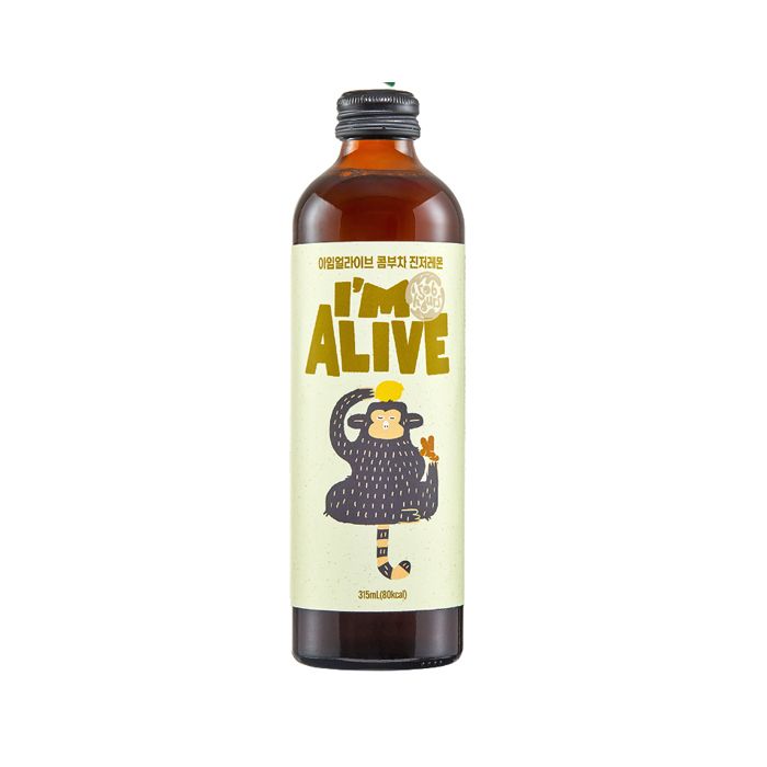 Trà Kombucha Hữu Cơ Vị Chanh Gừng I'M Alive 315Ml- 