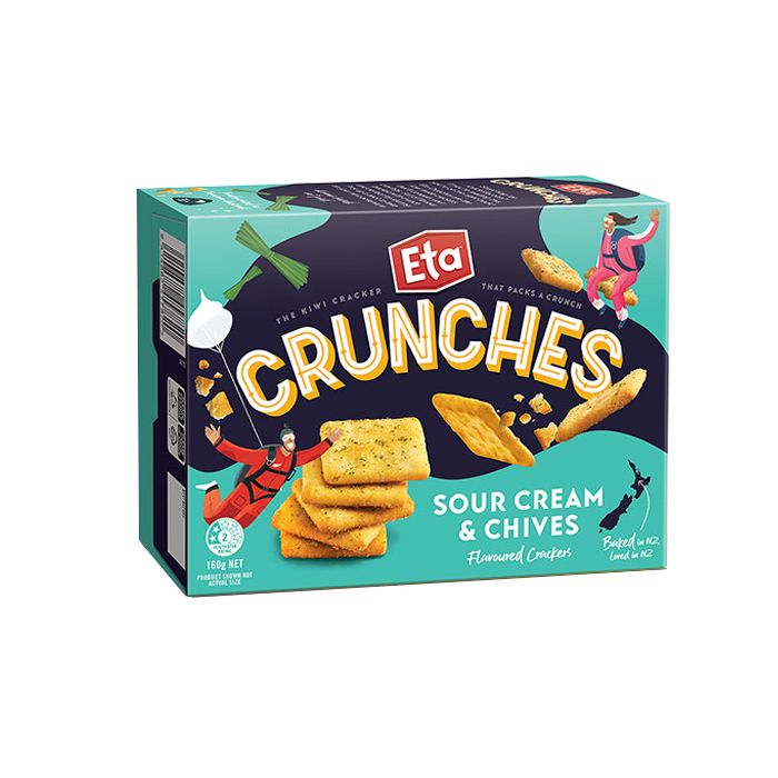 Crackers Sour Cream & Chives Flavoured Eta Crunches 160G- 