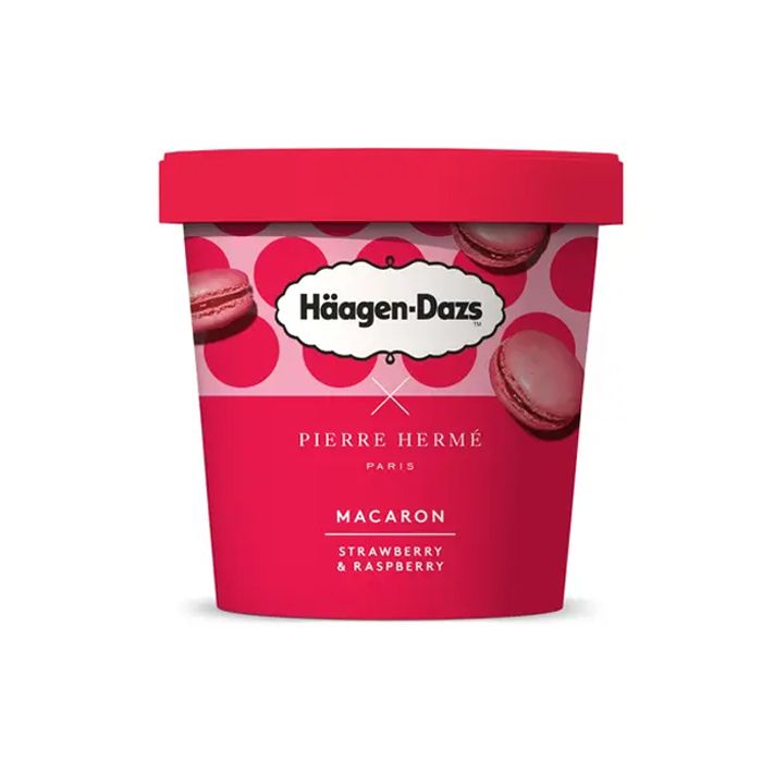 Kem Vị Dâu Và Mâm Xôi Haagen Dazs Macaron 420 Ml- 