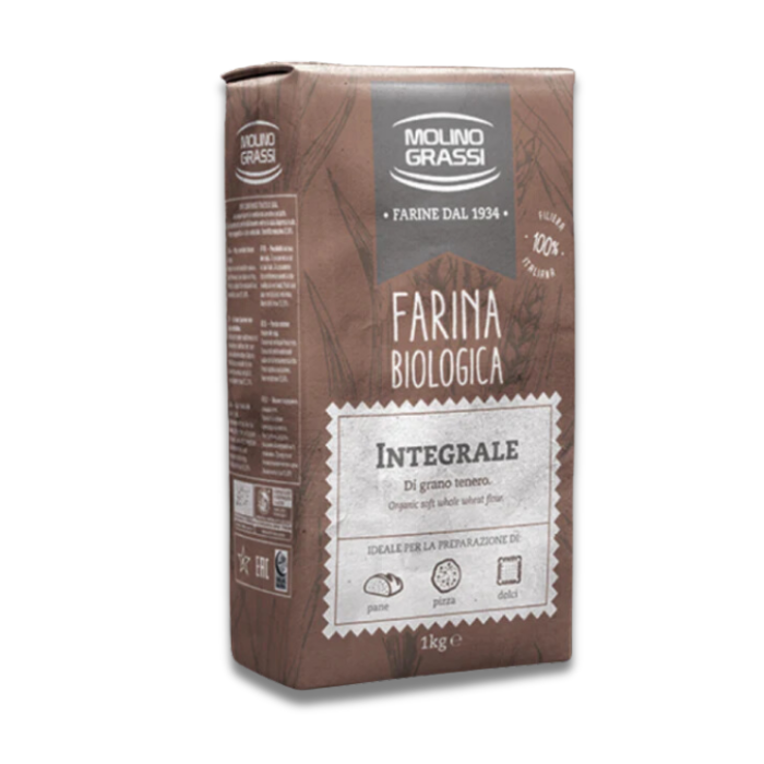 Org Whole Wheat Flour Molino Grassi 1Kg-