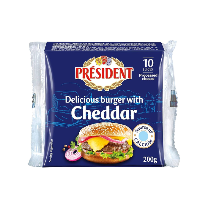 Phô Mai Lát Chế Biến Vị Cheddar (Burger) President 200G-
