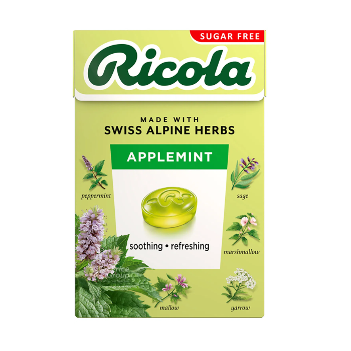 Viên Ngậm Thảo Mộc Vị Táo Và Bạc Hà Không Đường Ricola 40G-