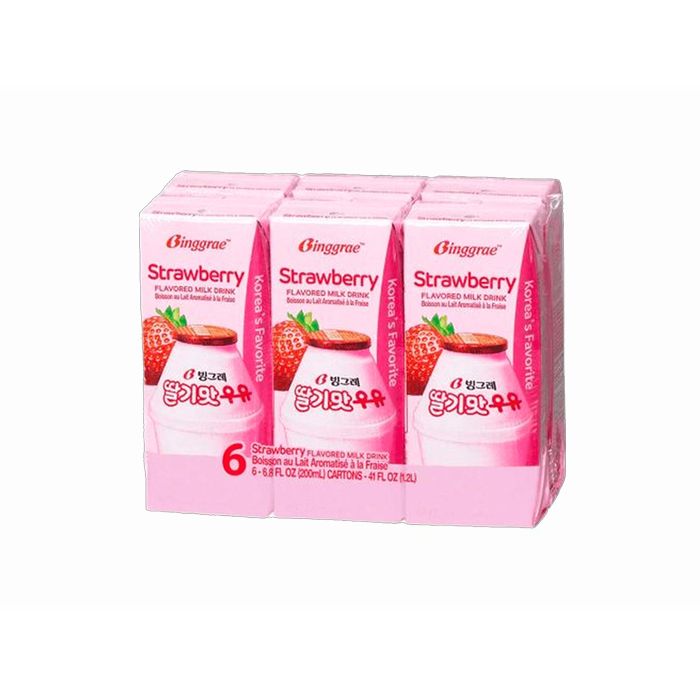 Uht Milk Strawberry Flavor Binggrae 200Mlx6-