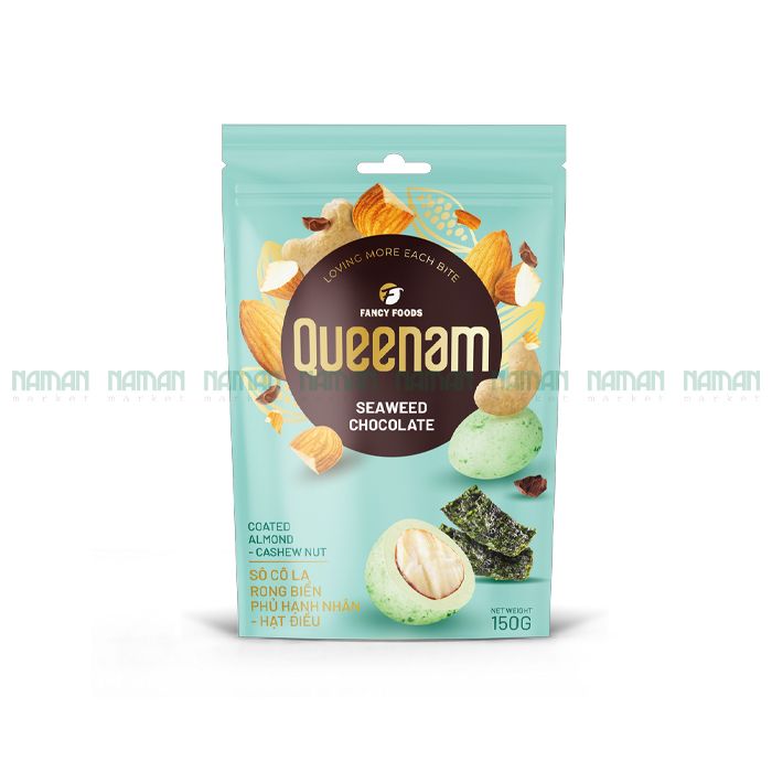 Seaweed Chocolate Coated Almond-Cashew Queenam 150G-