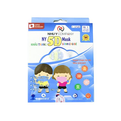 Khẩu Trang 5D Trẻ Em Như Ý Hộp 10 Cái
