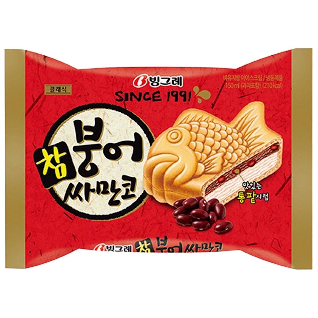 Kem Bánh Hình Cá Nhân Đậu Đỏ Binggrae 150Ml-