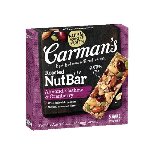 Almond Cashew & Cranberry Nut Bar Carman'S 175G-