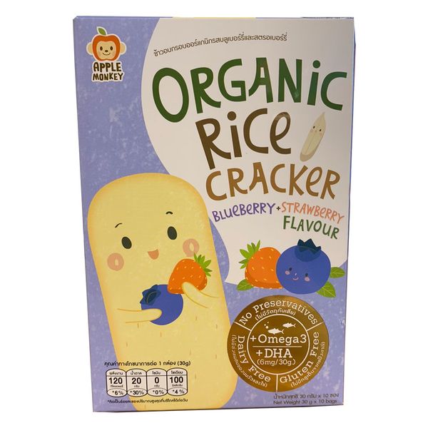 Bánh Gạo Hữu Cơ Vị Việt Quất Và Dâu Tây Apple Monkey 30G