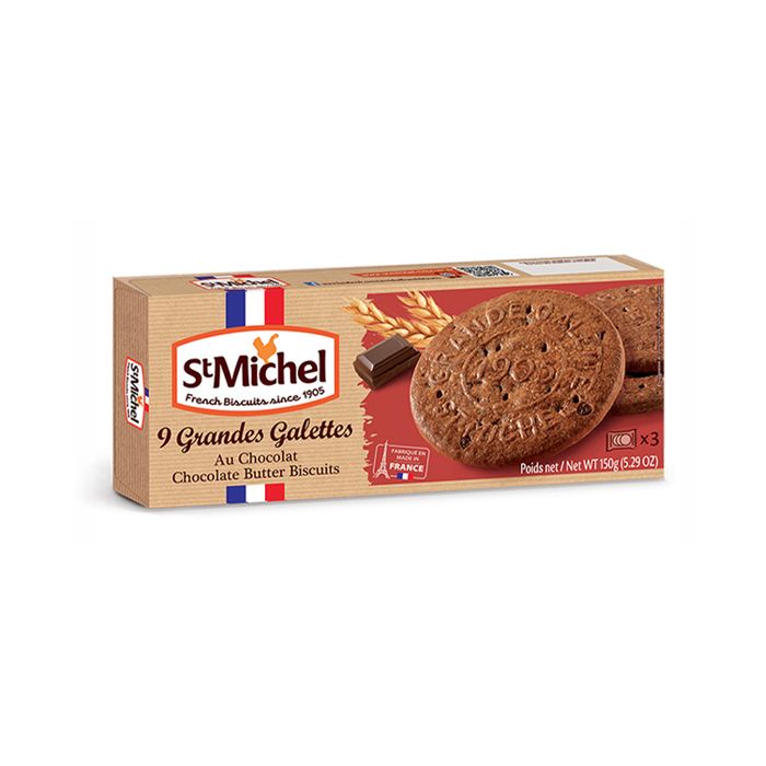 Chocolate Butter Biscuits 9 Grandes Galettes St Michel 150G- 