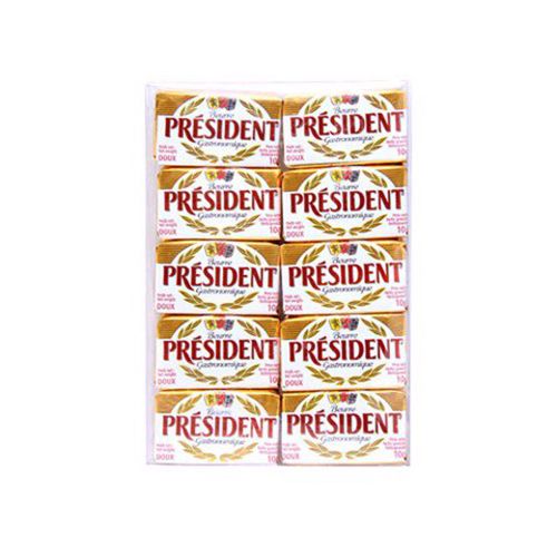 Unsalted Butter President 10 X10G- BEURRE PRESIDENT PACKED 100G