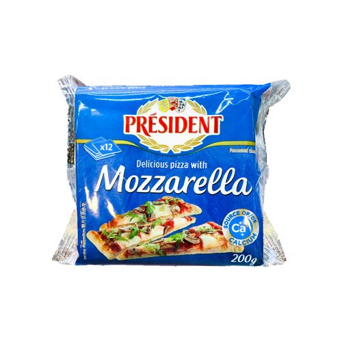 Phô Mai Mozzarella Cắt Lát Dùng Cho Pizza President 200G
