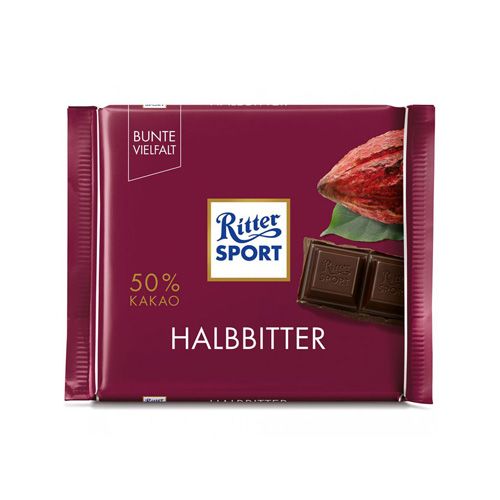 Chocolate 50% Dark Cacao Ritter Sport 100G- Chocolate 50% Dark Cacao Ritter Sport 100G