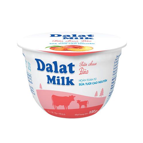 Sữa Chua Tươi Hương Đào Dalat Milk 100G- Sữa Chua Tươi Hương Đào Dalat Milk 100G