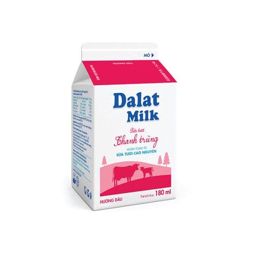 Sữa Tươi Thanh Trùng Hương Dâu Dalat Milk 180Ml