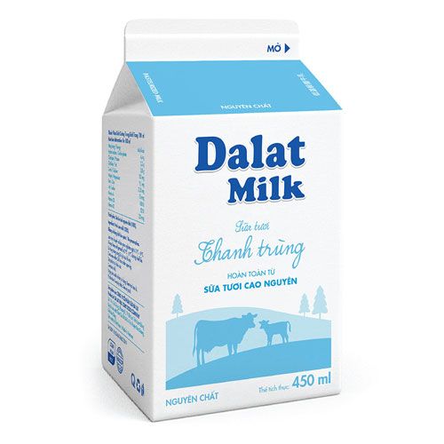 Sữa Tươi Thanh Trùng Không Đường Dalat Milk 450Ml