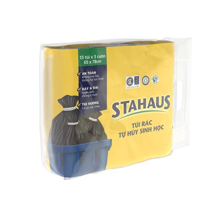 Dustbin Compostable Black Bags Stahaus 65X78Cm- 