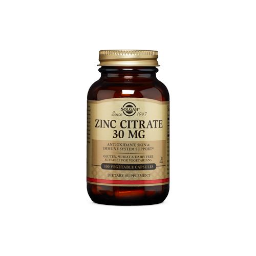 Zinc Citrate 30Mg Solgar 100 Capsules- 