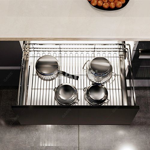 Giá xoong nồi Garis GP02C inox 304 bóng nan vuông cánh kéo