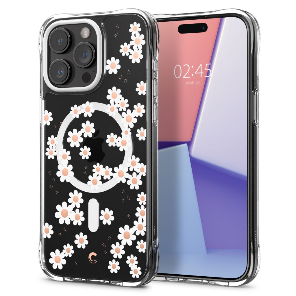 Spigen Crystal Cecile Mag White Daisy Case iPhone 15 Pro Max