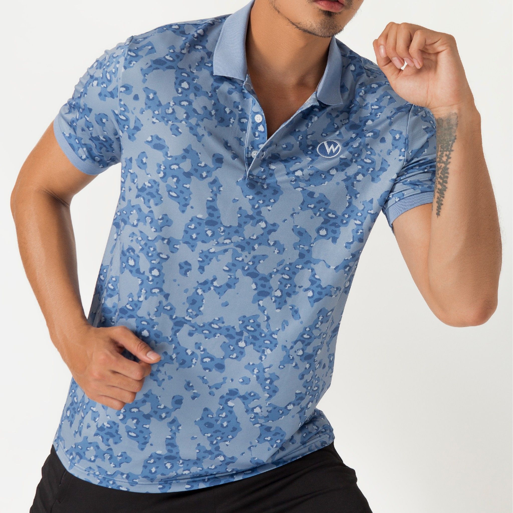 Áo polo basic họa tiết camo logo OW nam SLP 3003