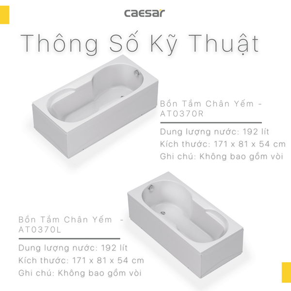 Bồn Tắm Chân Yếm Caesar AT0370L/R