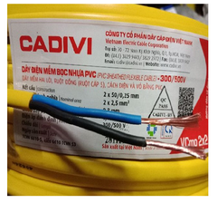 Dây điện đôi vỏ nhựa ruột đồng mềm Cadivi VCmo 300/500V