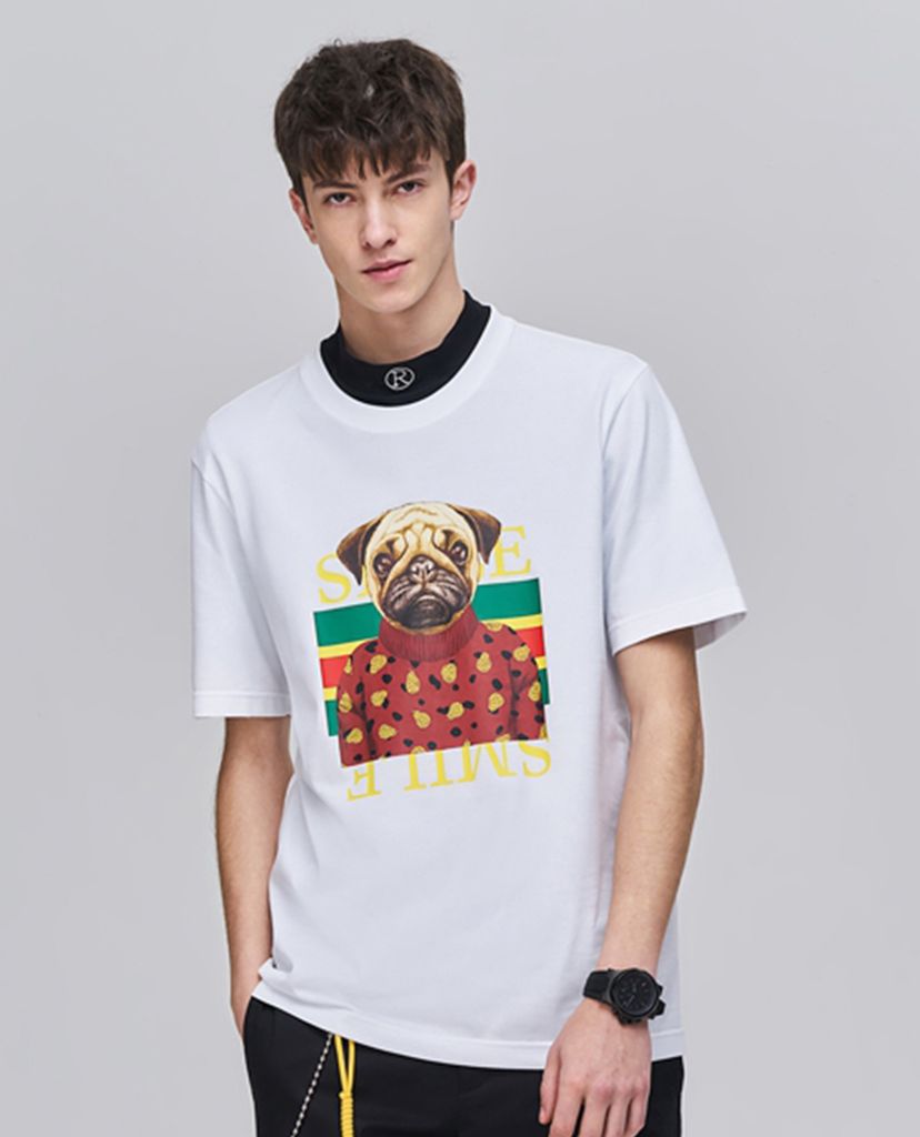 TRENDIANO - Áo thun nam cổ tròn tay ngắn in hình chú chó Pug