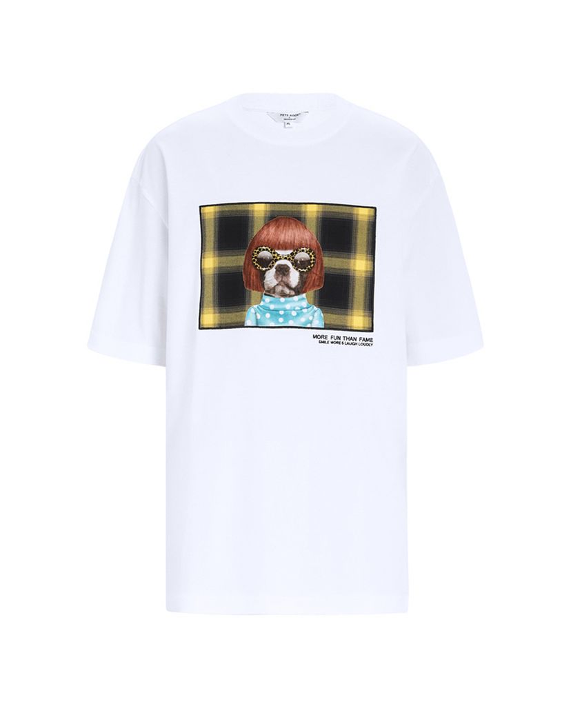 Áo thun nam cổ tròn White Cotton Tie Pet