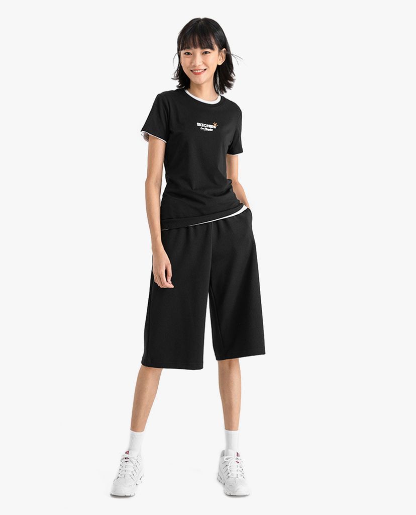 SKECHERS - Áo thun nữ tay ngắn phối logo thời trang