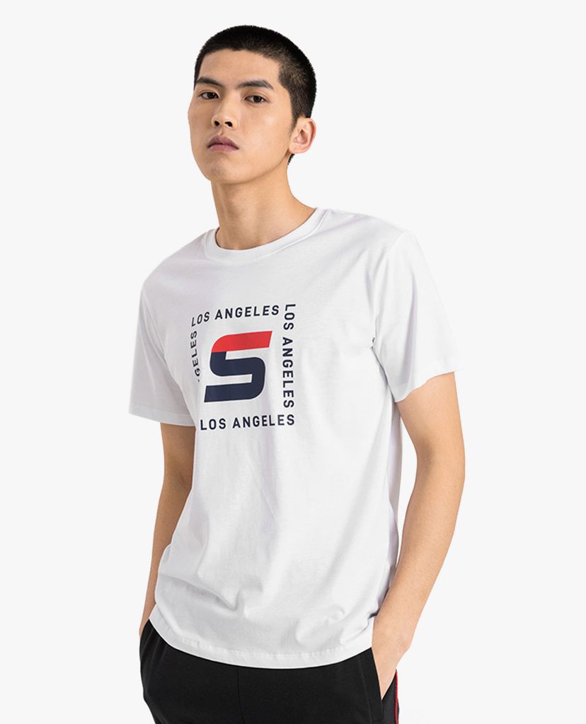 SKECHERS - Áo thun nam ngắn tay phối chữ in thời trang