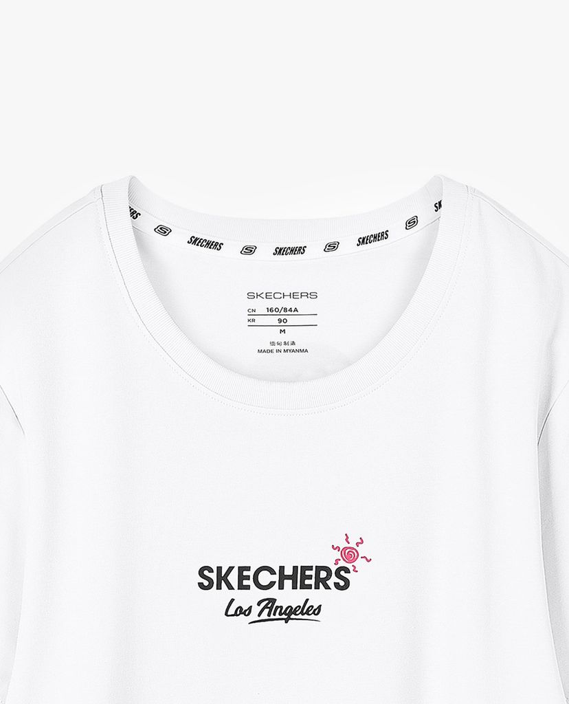 SKECHERS - Áo thun nữ tay ngắn phối logo thời trang