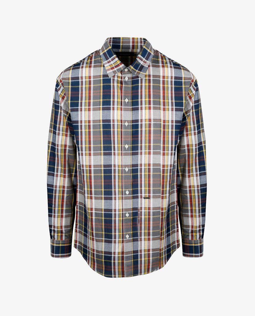 DSQUARED2 - Áo sơ nam tay dài phom suông kẻ caro thời trang
