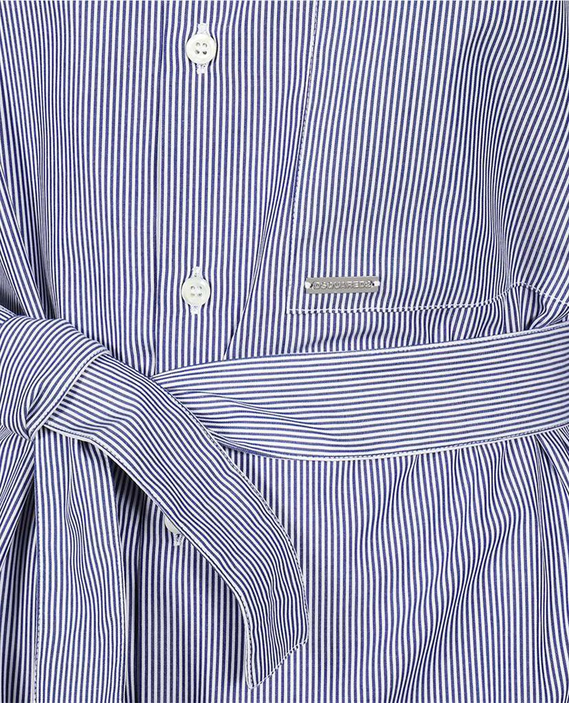 DSQUARED2 - Đầm midi sơ mi tay dài Striped Poplin Shirt