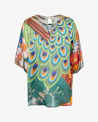 DSQUARED2 - Áo kiểu nữ cổ tròn tay ngắn Zodiac Print