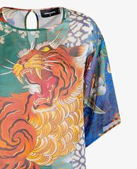DSQUARED2 - Áo kiểu nữ cổ tròn tay ngắn Zodiac Print