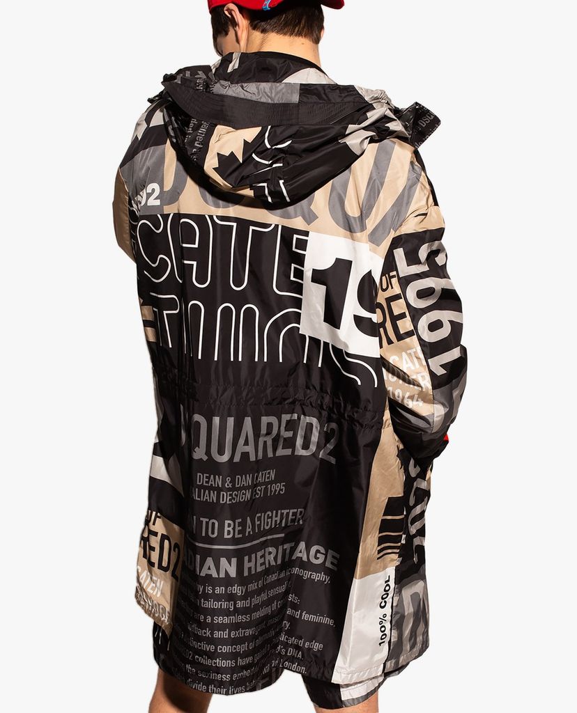 DSQUARED2 - Áo khoác nam dáng dài phối mũ trùm thời trang