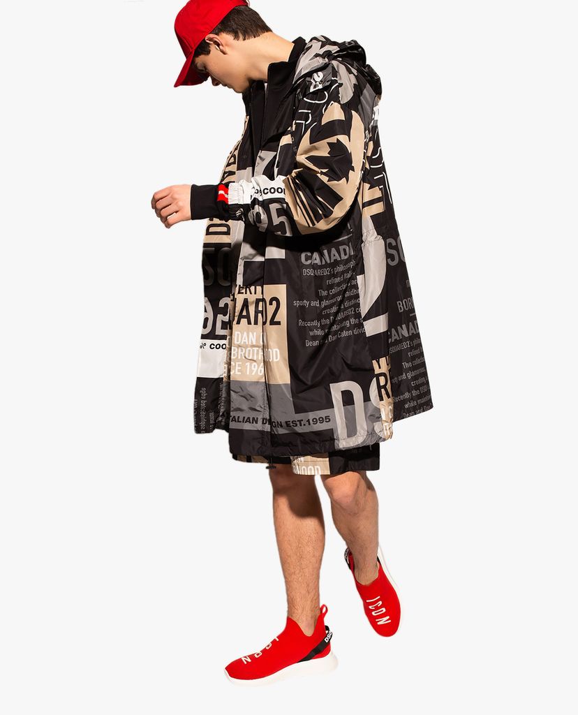 DSQUARED2 - Áo khoác nam dáng dài phối mũ trùm thời trang