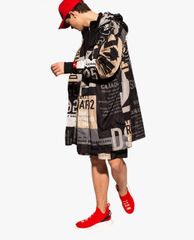 DSQUARED2 - Áo khoác nam dáng dài phối mũ trùm thời trang