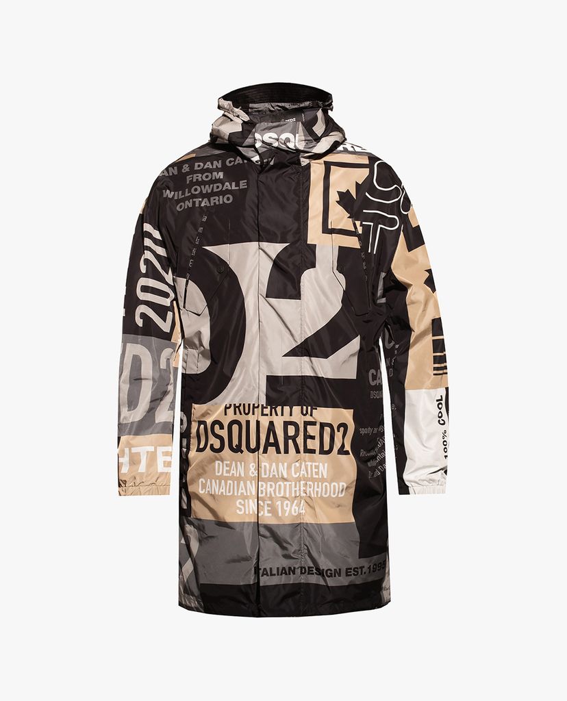 DSQUARED2 - Áo khoác nam dáng dài phối mũ trùm thời trang