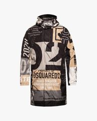 DSQUARED2 - Áo khoác nam dáng dài phối mũ trùm thời trang