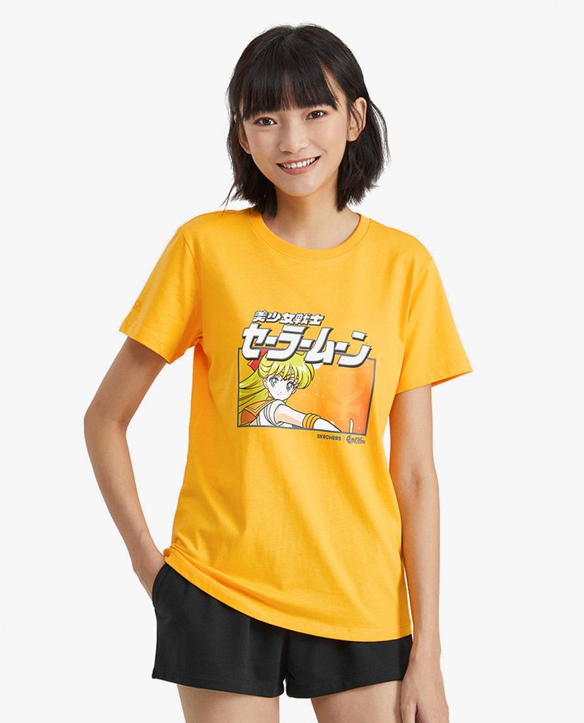 SKECHERS - Áo thun nữ phom suông ngắn tay Sailor Moon