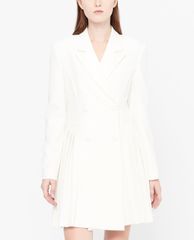 GIGI - Đầm mini cổ V tay dài xếp li phối nút thời trang