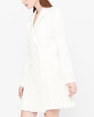GIGI - Đầm mini cổ V tay dài xếp li phối nút thời trang
