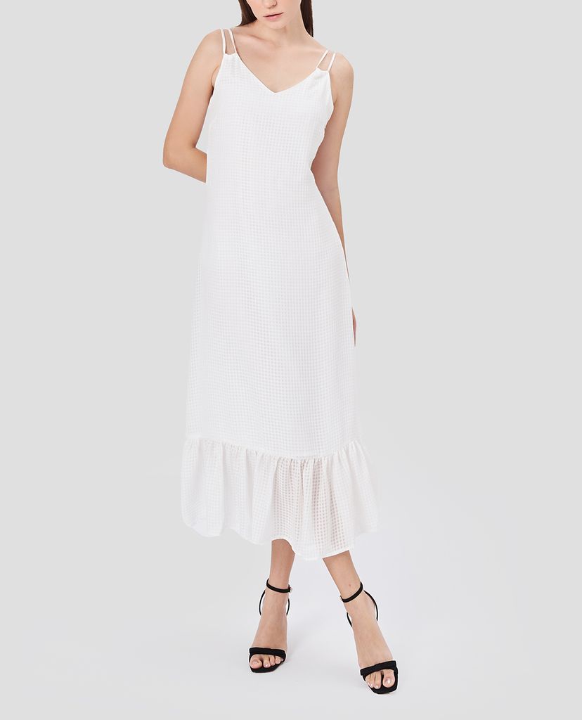 GIGI - Đầm midi hai dây cổ V phom suông